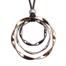 joymiao Boho Leather Necklace Women's Layered Necklace with 3 Circles - Long Leather Cord for Women