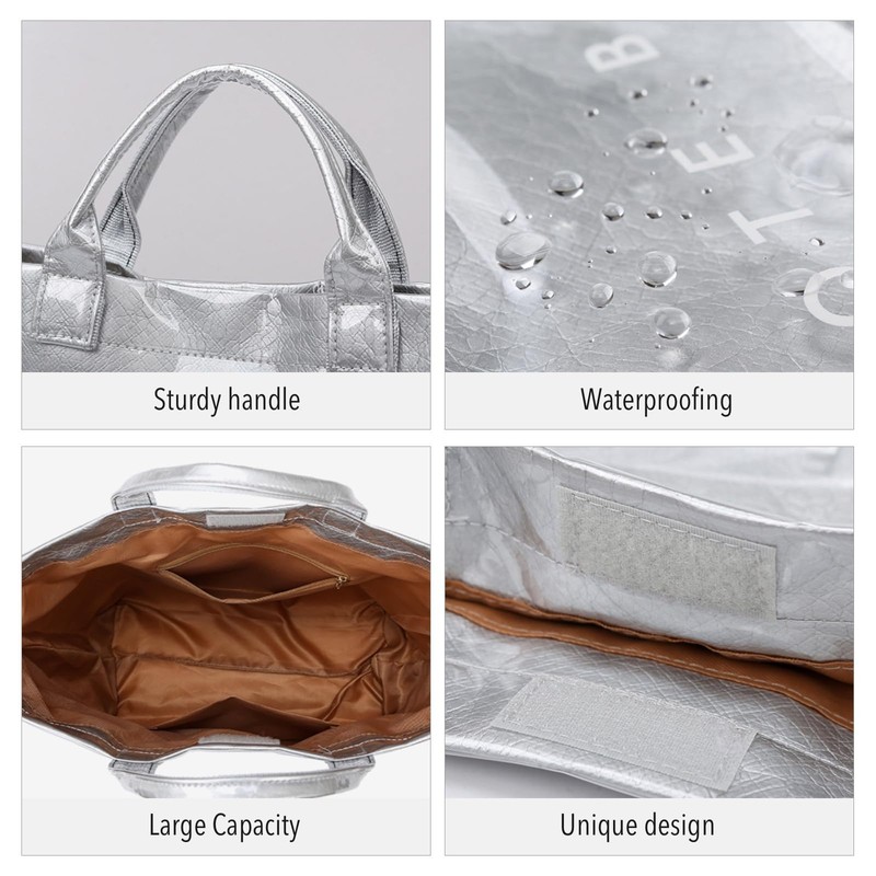 Antelf Tote Bag for Women - PVC Letter Handbag, Large