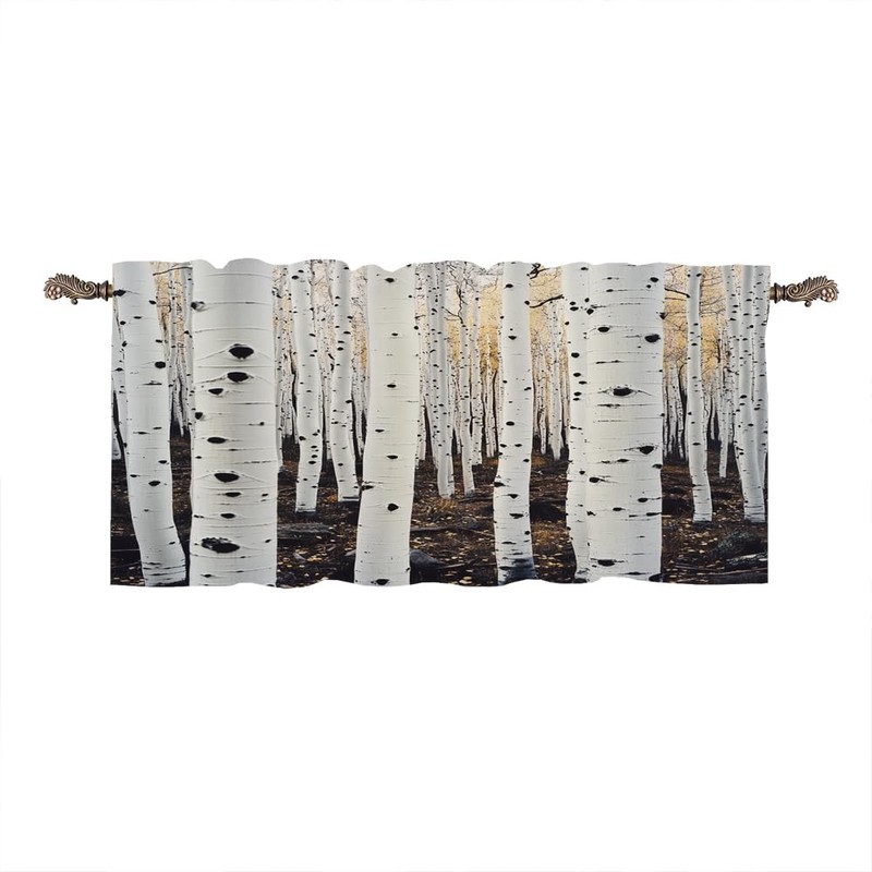 HDESDIS 1 Panel White Birch Tree Valances for Windows, Forest