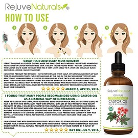 Organic Castor Oil, 100% Pure, Hexane Free, Cold Pressed, USDA Certified Organic, by RejuveNaturals, 4oz | All Natural Conditioner for Hair, Skin & Fa