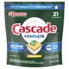 Cascade Complete ActionPacs, Dishwasher Detergent Pods, Lemon, 21 Count