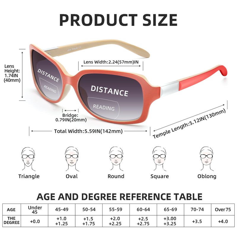JM Klassisch Bifokal Lesebrille Platz Stylish Gradient Sonnenbrillen Leser für