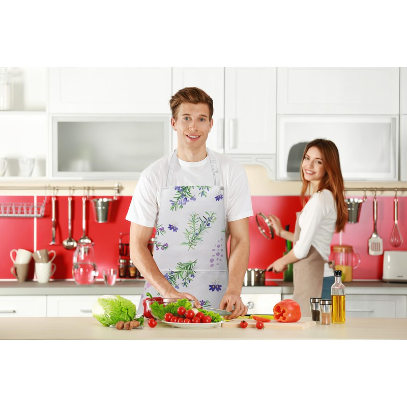 Adjustable Waterproof Kitchen Apron for Women with 2 Pockets, Cute