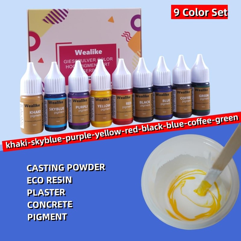 Wealike Water-Based Pigment 0.34oz/10ml x 9 Set for Eco Resin