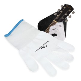 Musician's Practice Glove - 1-Pack Guitar Gloves for Women and Men, Fingertip Protectors for Playing String Instruments, Hand Issues and More, Nylon Thin Gloves for Indoor/Outdoor Gigs, Small, White