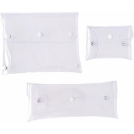 3 Pcs Mini PVC Makeup Bag Small Clear Plastic Cosmetic Organizer Bag, Bathroom and Organizing Makeup Bag Pouch with Snap Closure for Vacation Travel, Bags and Cases Accessories (S&M&L)