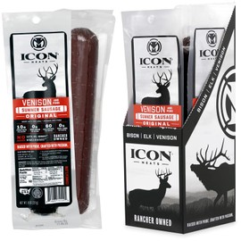 ICON Meats Summer Sausage - Venison and Pork Original Flavor - 4 Pack of Individually Wrapped Meat Sausages, USDA Approved, All Natural, Diet Friendly, High Protein, Low Calorie