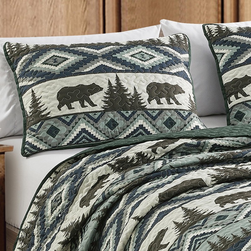 ESCA Farmhouse Rustic Lodge Cottage Boho Brown Bedspread Set King