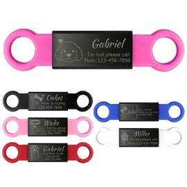 Pack de 3 Custom Slide On Silent Pet ID Tags, Silicona Personalizado Caballo Gato Perro Placa Nom...