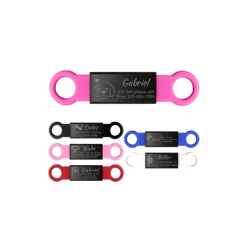 Pack de 3 Custom Slide On Silent Pet ID Tags,