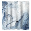 MIRRORANG Shower Curtain with 12 Hooks, Fabric, Light Blue Marble