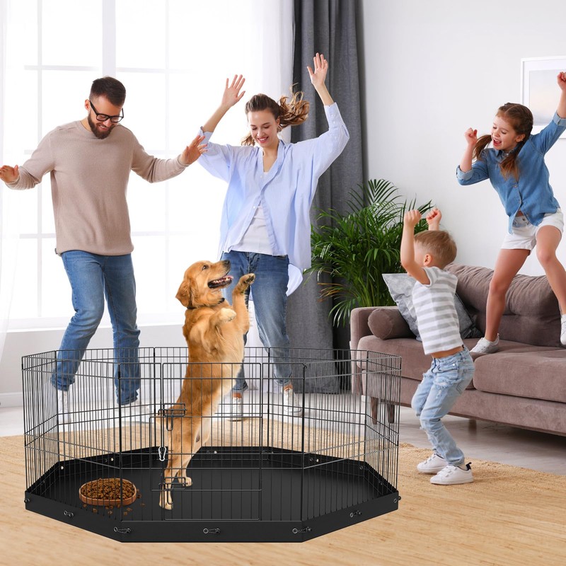VEVOR Foldable Metal Dog Exercise Pen, Pet Playpen Dog Fence
