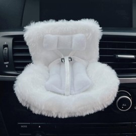 x xotic tech Doll Car Seat w/Soft Furry Cushion for 10-17cm Dolls, with Air Vent Clip and Desktop Stand, Cute and Functional Car Ornament for Blind Box Doll Fans, Collectors (White)