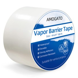 AMOGATO Vapor Barrier Tape - 4 inch x 180' Roll 8 Mil, Heavy Duty Waterproof, Polyethylene Repair Tape, Vapor Barrier Seam Tape for Industrial, Crawl Space, Roofs & Barrier Restoration