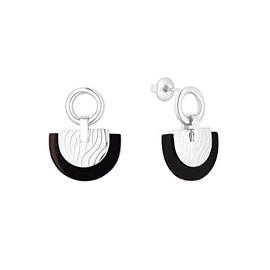 s.Oliver 2032530 Women's Earrings Stainless Steel 2.3 cm Black Comes in Jewellery Gift Box, Stainless Steel, No Gemstone