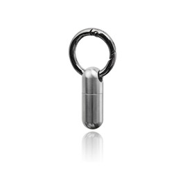 WIICOYK Keychain Pill Box Organiser, Waterproof Pill Holder with Multi-Compartments, Portable Pill Container for Travel Pocket Purse, Small EDC Pill Case with Carabiner Clip for Outdoor/Daily/Emergency (Titanium-1 Compartment)