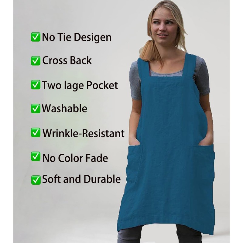 Stomeshle Japanese Aprons Plus Size Smock for Women with Pockets