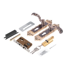 Interior Door Lock, European Style Door Handle Lock Set Aluminum Alloy Vintage Door Lock, Antique Door Lock for Office Home Bedroom Bathroom