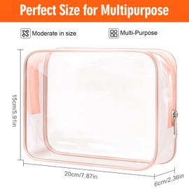 TSA Clear Toiletry Bag -3 Pack Clear Makeup Bag Quart Size Bags, H HOME-MART Travel Makeup Cosmetic Bag for Women, Carry on Airport Airline CompliantBag