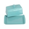 Blue Ceramic Butter Dish with Lid & Handle – Large