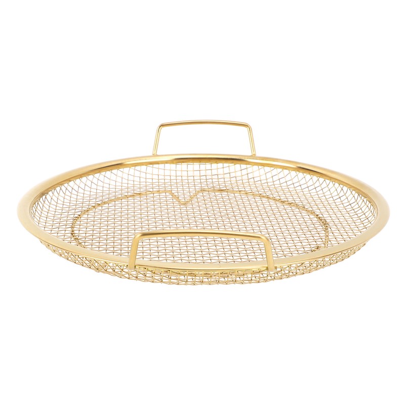 Stainless Steel Fruit Basket Double Handles Metal Mesh Drain Round