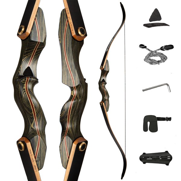 Deerseeker Archery 60" Takedown Recurve Bow Traditional Bows Handmade Recurve Bows with Laminated Limbs Right-Hand/Left-Hand Riser for Hunting Practice Target Shooting Youth & Adults RH50lb
