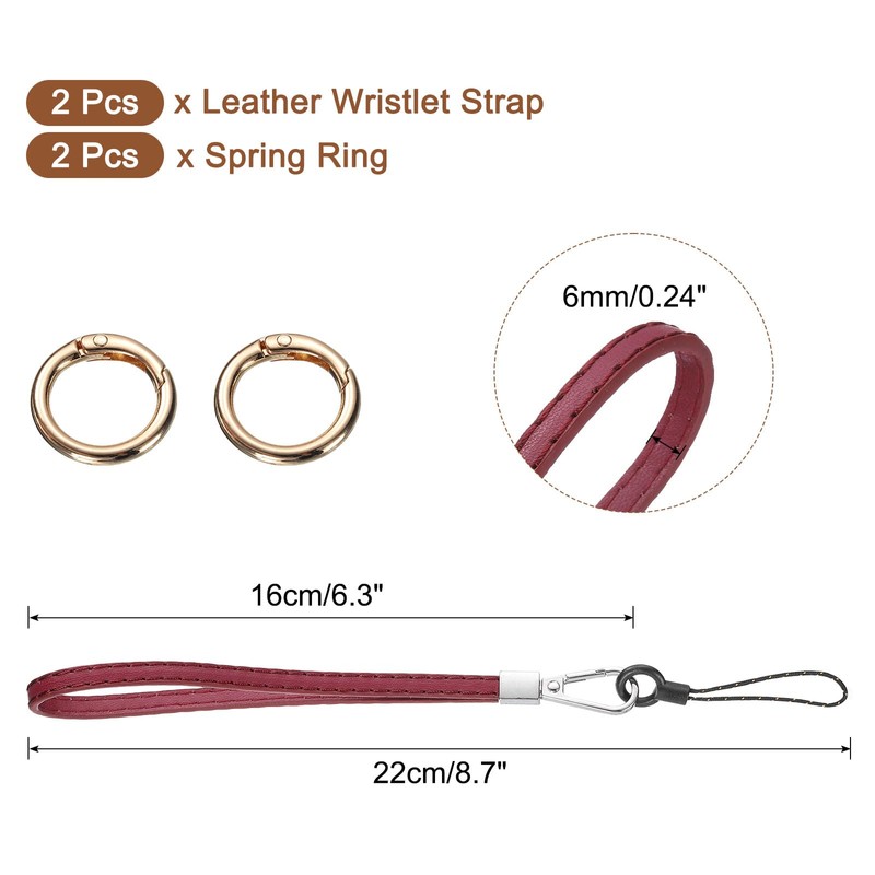 sourcing map 2 Pcs Smooth Leather Wristlet Strap, Prevent Drop
