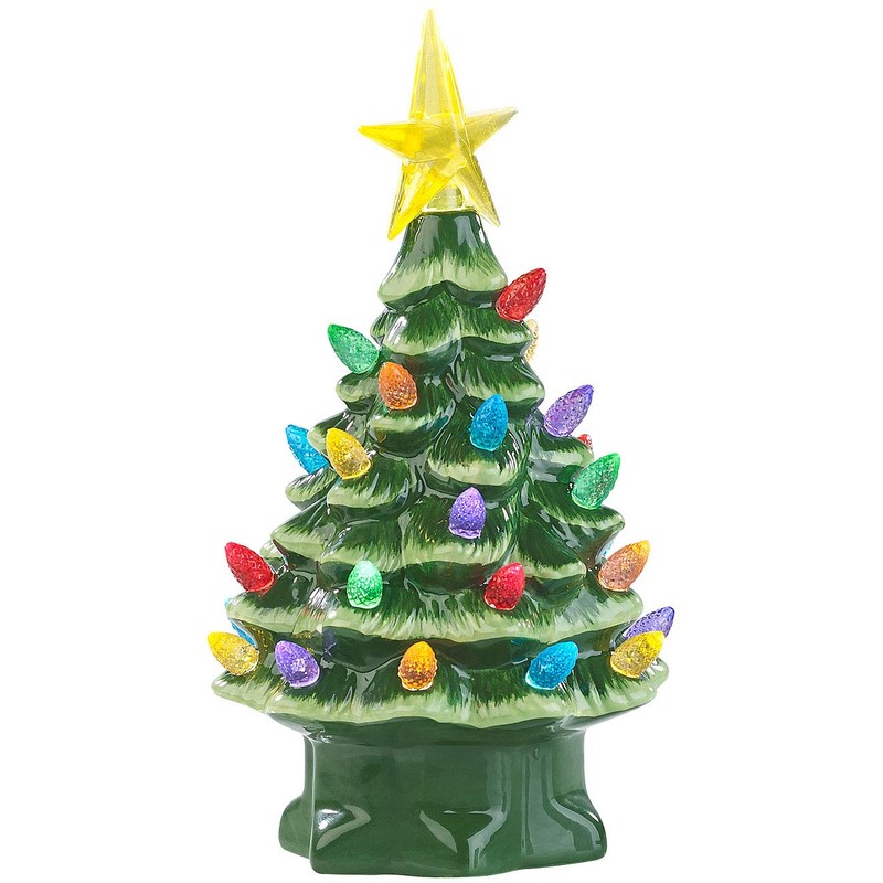 infactory Christmas Decorations: 2 Decorative Ceramic Christmas Trees with LED
