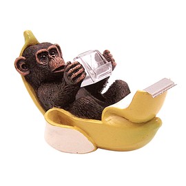 Monkey in a Banana Peel Tape Dispenser, Funny Animal Office Supplies, Unique Desk Accessory, 5.25 Inches