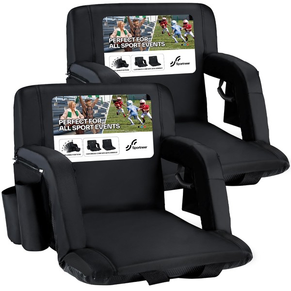 Sportneer Stadium Seats with Back Support: 2.5'' Thick Comfy Cushion