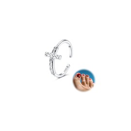 Kakonia Toe Ring, 925 Sterling Silver Toe Ring for Women, Adjustable Toe Ring, Beach Band Ring, Nail Rings, Daisy Flower CZ Cross, Opal Twist Knot Toe Rings Cuff, Open Foot Jewellery, Gemstone, Cubic
