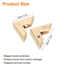 sourcing map 4 Pcs Purse Corner, Corner Protector Decorative Buckle Handbags Leather Clip Edges Handbag Hollow Corner for DIY Craft, Brass