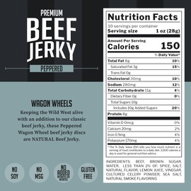 Top Notch Wagon Wheels Jerky - High Protein Snacks for Kids and Adults Made From Locally Raised Beef - Flavorful Rounds of Premium Beef Jerky (Peppered)