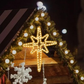 Subakvo 22" Star of Bethlehem Outdoor Lights, Metal Frame Waterproof 96 LEDs Warm Yellowish Lights,LED Lights for Christmas Nativity Scene Outdoor Yard Porch Festival Wedding Party,Time Switch