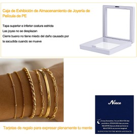Pulsera para Mujer Cadena Gruesa con Capas Apiladas, 6pcs Eslabón impermeable Brazalete Ajustable, Accesorios y Regalos Elegantes para Mujer, Mamá, Cumpleaños, San Valentín