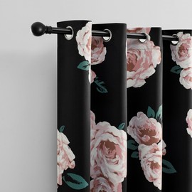 BOHOMOCASA Floral Blackout Curtains - 2Panels, Each W52*L96, Elegant Floral Design with 100% Blackout, Thermal Insulated, and Noise Reducing for Better Sleep and Comfort, Bedroom, Living Room Curtains
