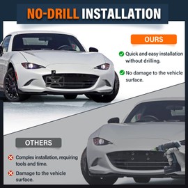 Anti Theft Front License Plate Bracket Mount Compatible with Mazda ND MX-5 Miata (2016-2023),No Drill Tow Hook License Plate Frame Holder,Installs in Seconds