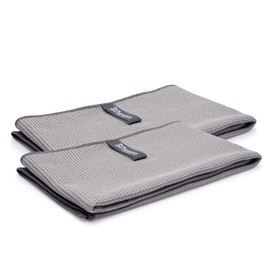 Jemako 2er Set Trockentuch groß 45 x 80 cm, inkl. Profi-Feinwäschenetz (Grau)