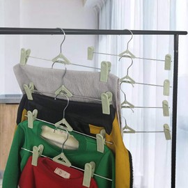 Pants Hangers with Clips, 30 Skirt Hangers with Clips Stackable Plastic Space Saving Bulk Trouser Pack Hangers for Pants