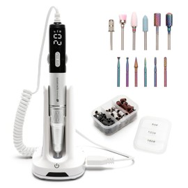 Rio Salon Pro Electric Nail File with Ceramic & Tungsten Nail Drill Bit Set, Cordless 35,000 RPM 6 Bits – Professional Manicure & Pedicure Tool for Gel & Acrylic Nails