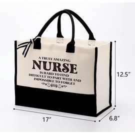 Cotton Canvas Tote Bag for Women, Canvas Tote Bag for Gifting, Tote Bag Gift for Nurse, Nurse Present Bag, Beach Canvas Tote, Thank You Gift for Nurse, A Truly Amazing Nurse is Hard To Find