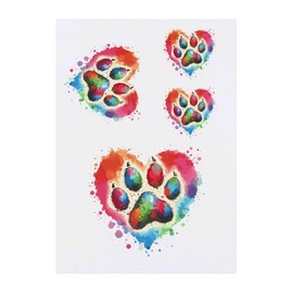 Azeeda 4 x 'Pfotenabdruck Liebesherz' Temporäre Tattoos - Wasserfest, Hautfreundlich & Ungiftig · Transfers in Verschiedenen Größen (TO00077642)