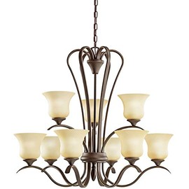 Kichler 2086OZL18 Wedgeport Chandelier, 9-Light LED 90 Total Watts, Olde Bronze