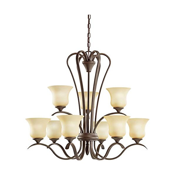 Kichler 2086OZL18 Wedgeport Chandelier, 9-Light LED 90 Total Watts, Olde