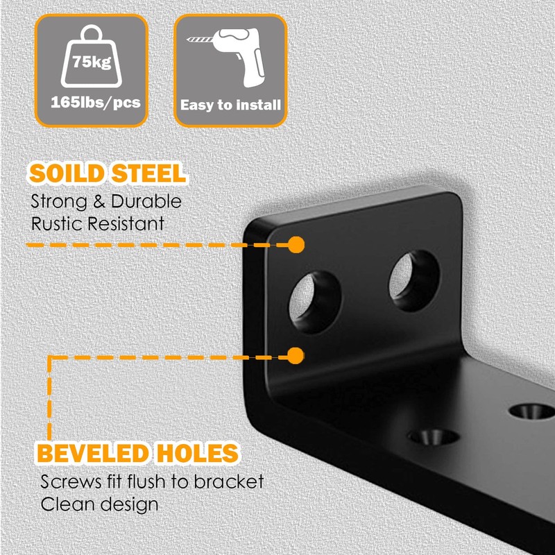 AUTOHJ Floating Shelf Brackets 6 inch 4 Packs L Bracket