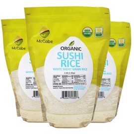 McCabe Organic Short Grain White Sushi Rice - Sticky White Rice | Rich in Fibers and Minerals | Sushi Rice Organic | USDA and CCOF Certified Organic | Organic Short Grain Rice | Product of USA | 3Lbs Pack of 3