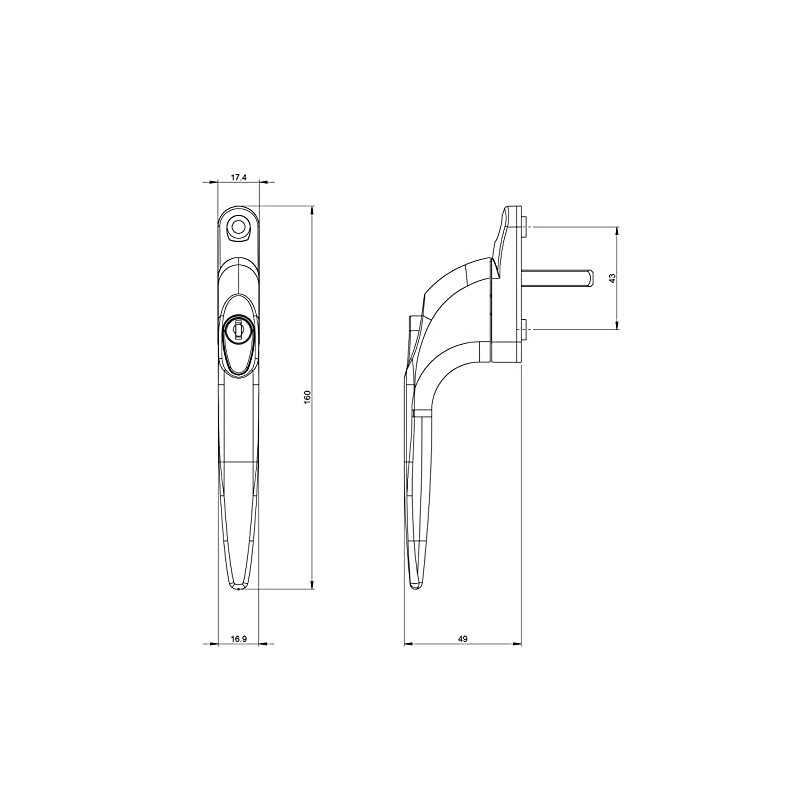 uPVC Universal Window Handle Inline Locking Espag Double Glazing Satin