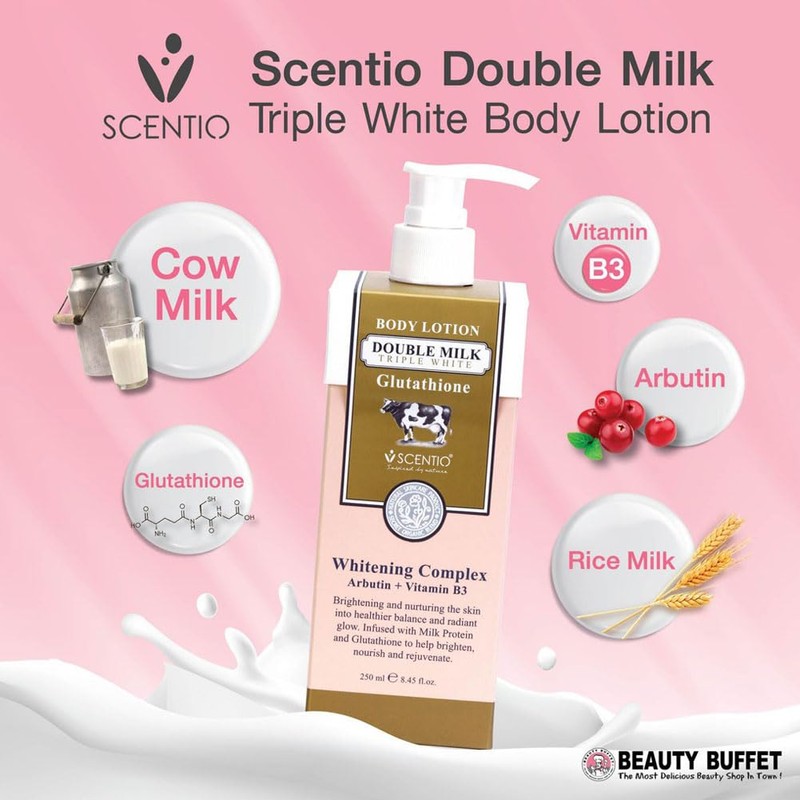 SCENTIO DOUBLE MILK TRIPLE BODY LOTION 250 ML.
