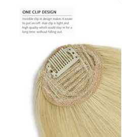 PARXITN Fringe Hair Clip-In Fringe Human Hair Extensions Flat Face Fringe Human Hair Pieces for Women Fringe Hairpiece Bangs with Temple Hairpiece Light Blonde