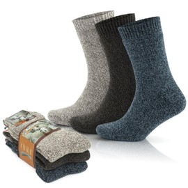 GoWith Merino Wool Socks for Women, Warm Hiking Socks, Crew Thermal Socks, Thick Winter Socks, Norwegian Socks, Terry Towelling Socks, Outdoor Boot Socks 2038, Assortie 3 Pairs